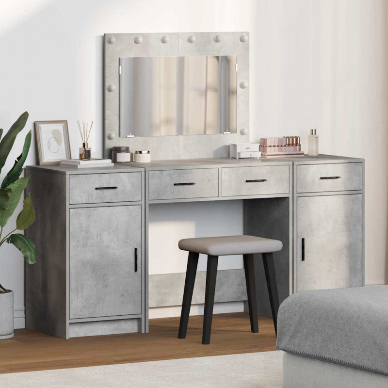 Toaletka z szufladą 3 pcs Szary Materiał drewnopochodny