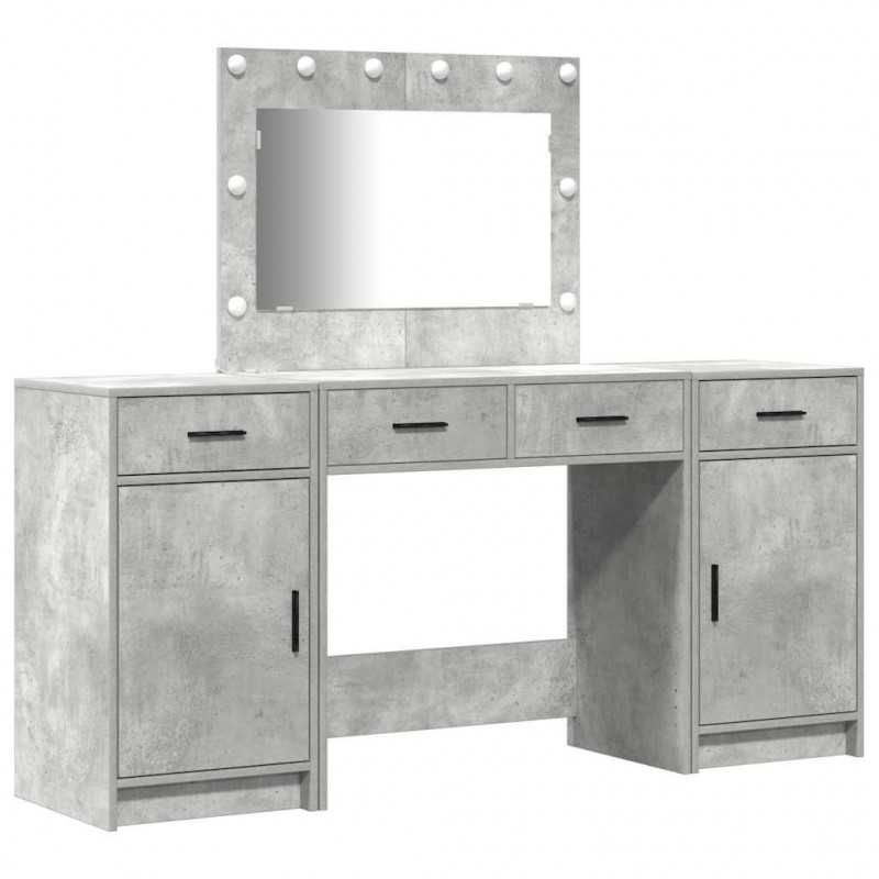 Toaletka z szufladą 3 pcs Szary Materiał drewnopochodny
