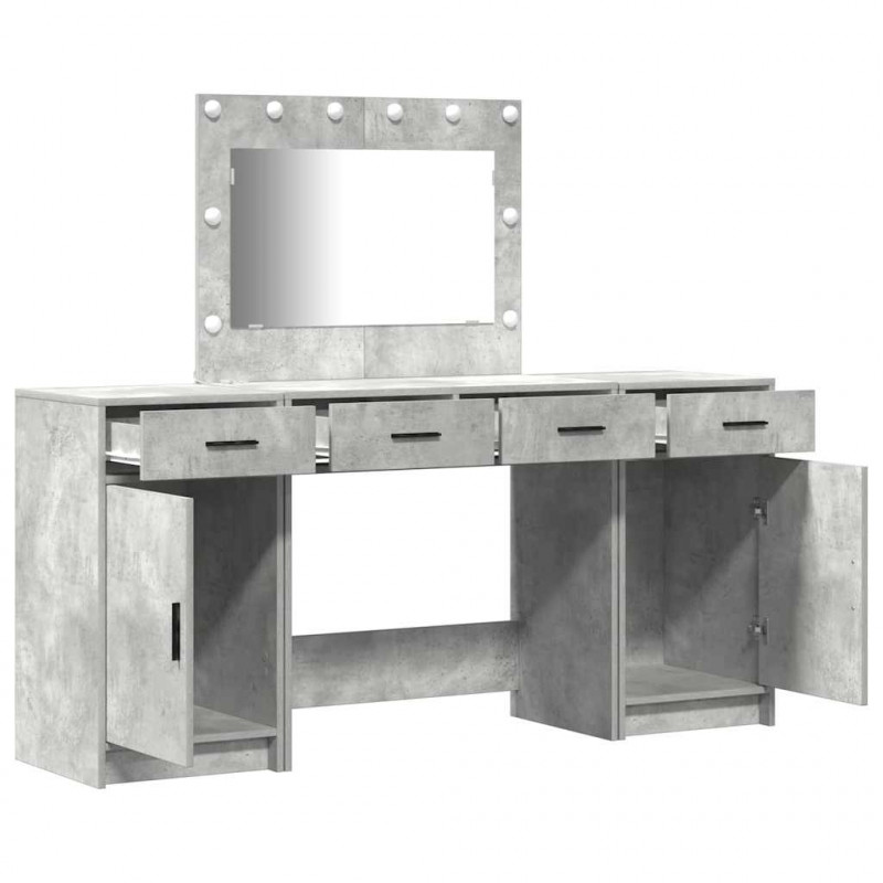 Toaletka z szufladą 3 pcs Szary Materiał drewnopochodny