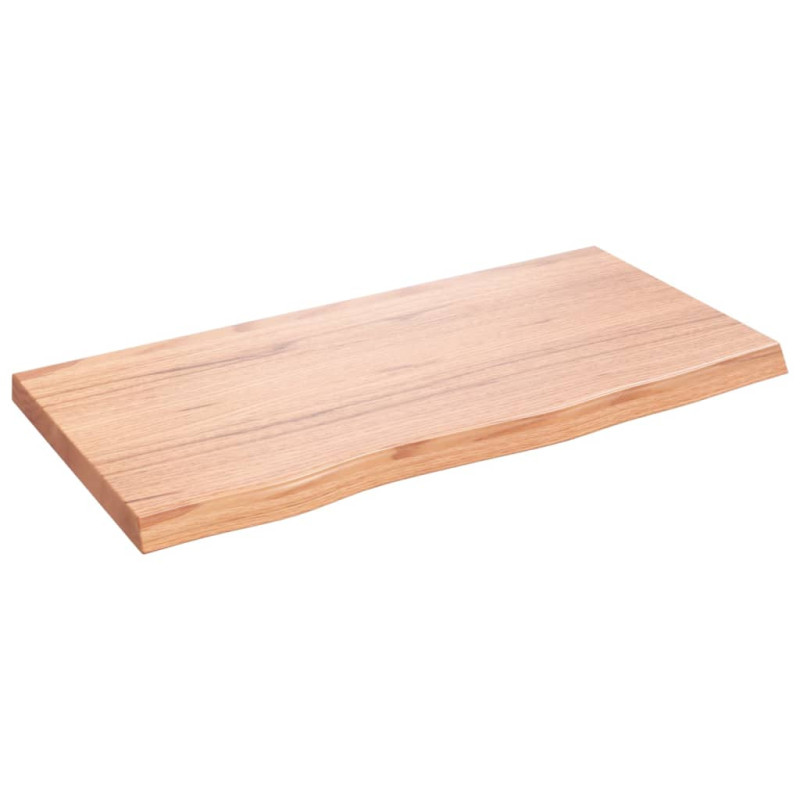 Półka, brązowa, 80x40x(2-4) cm, lakierowane lite drewno dębowe