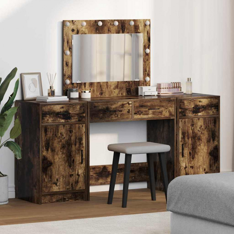 Toaletka z szufladą 3 pcs Brązowy Materiał drewnopochodny