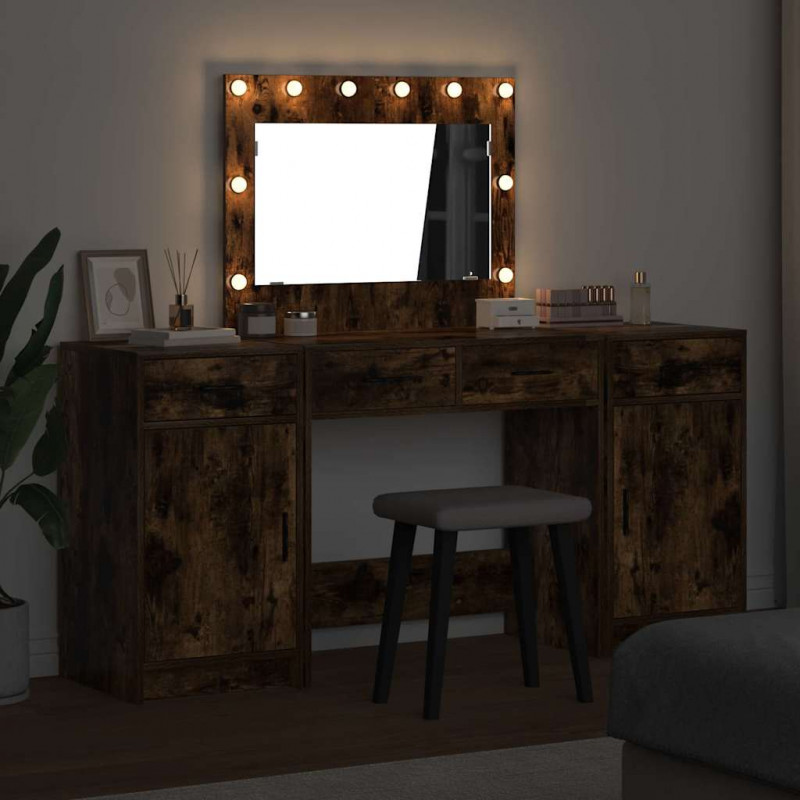 Toaletka z szufladą 3 pcs Brązowy Materiał drewnopochodny
