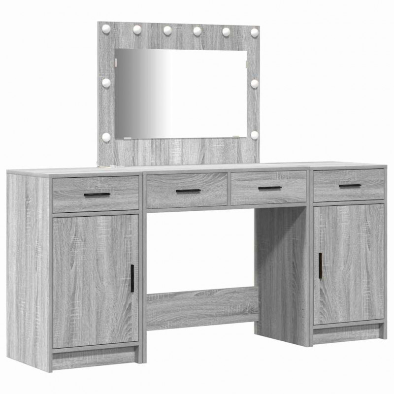 Toaletka z szufladą 3 pcs Szary Materiał drewnopochodny