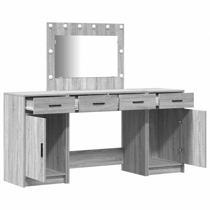 Toaletka z szufladą 3 pcs Szary Materiał drewnopochodny