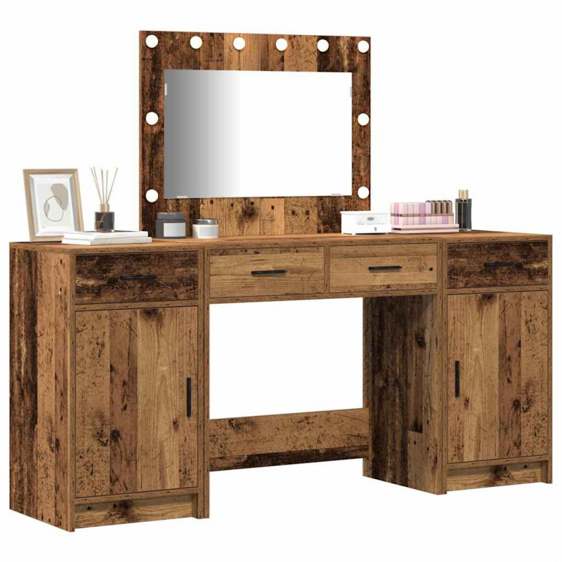 Toaletka z szufladą 3 pcs Brązowy Materiał drewnopochodny