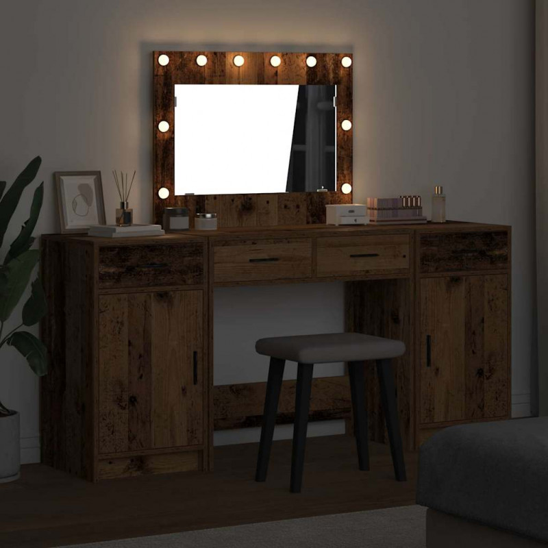 Toaletka z szufladą 3 pcs Brązowy Materiał drewnopochodny