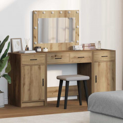 Toaletka z szufladą 3 pcs Brązowy Materiał drewnopochodny