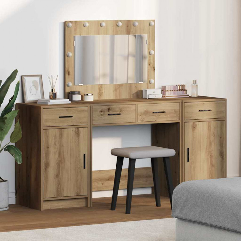 Toaletka z szufladą 3 pcs Brązowy Materiał drewnopochodny