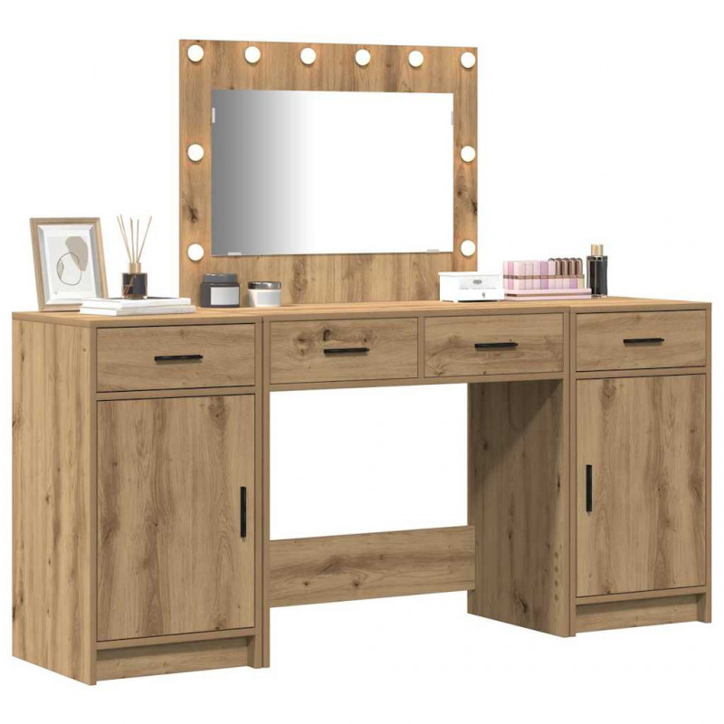 Toaletka z szufladą 3 pcs Brązowy Materiał drewnopochodny