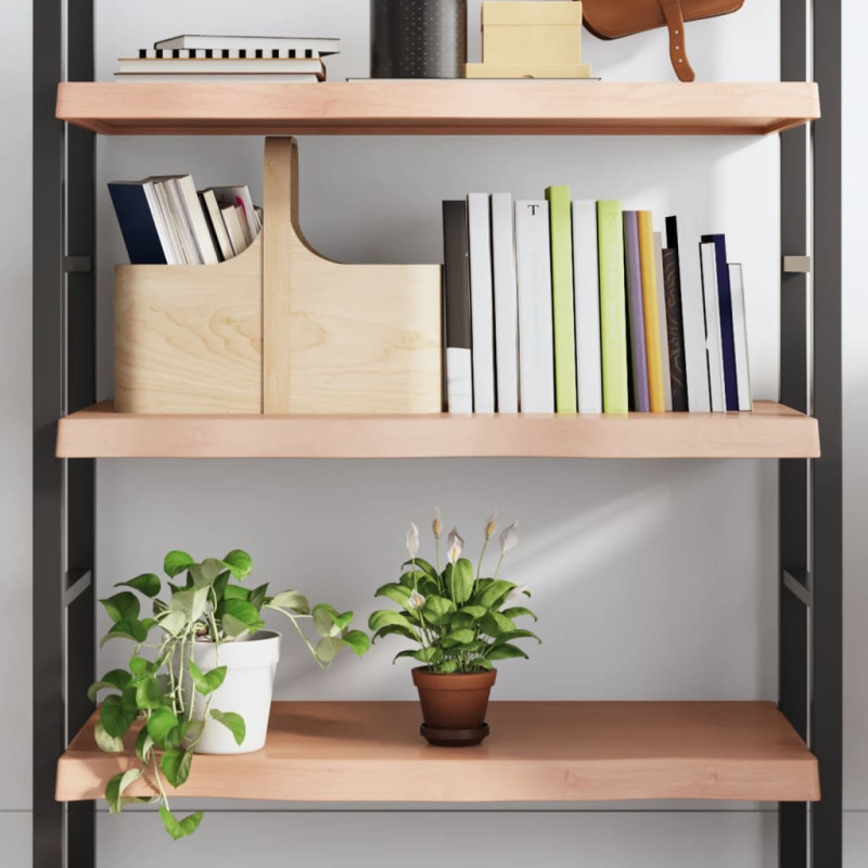 Półka, brązowa, 80x50x(2-6) cm, lakierowane lite drewno dębowe