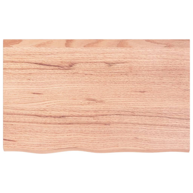 Półka, brązowa, 80x50x(2-6) cm, lakierowane lite drewno dębowe