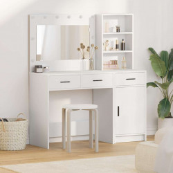 Toaletka z szufladą z półką 2 pcs Biały Materiał drewnopochodny