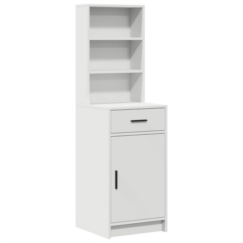 Toaletka z szufladą z półką 2 pcs Biały Materiał drewnopochodny