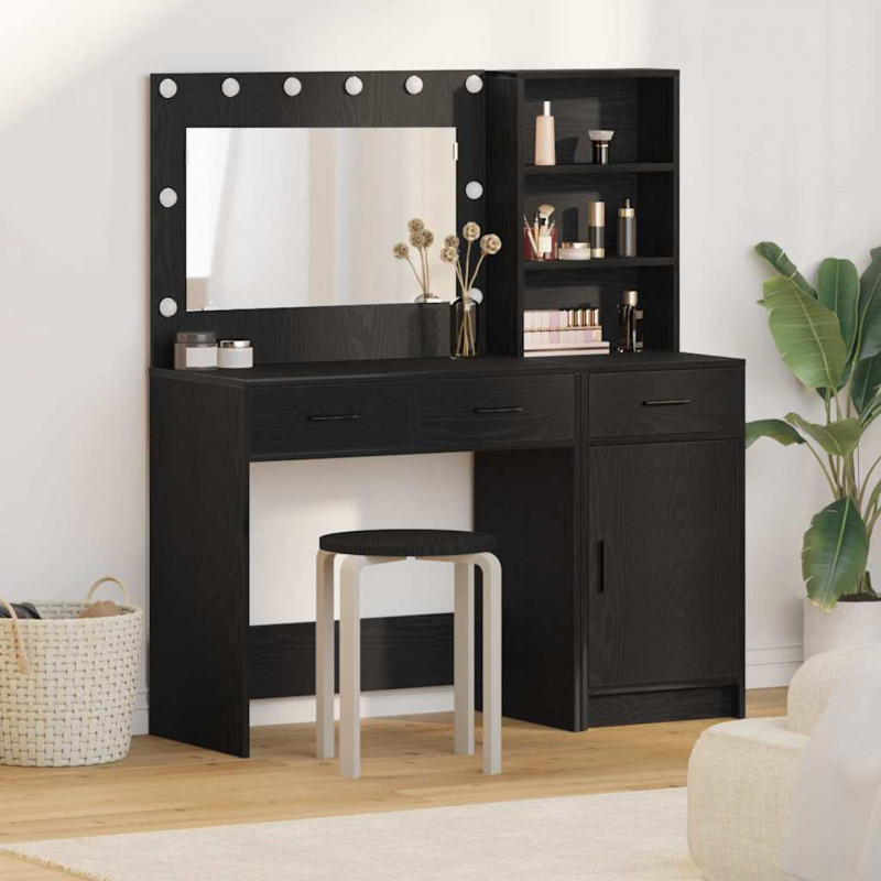 Toaletka z szufladą 2 pcs Czarny Materiał drewnopochodny