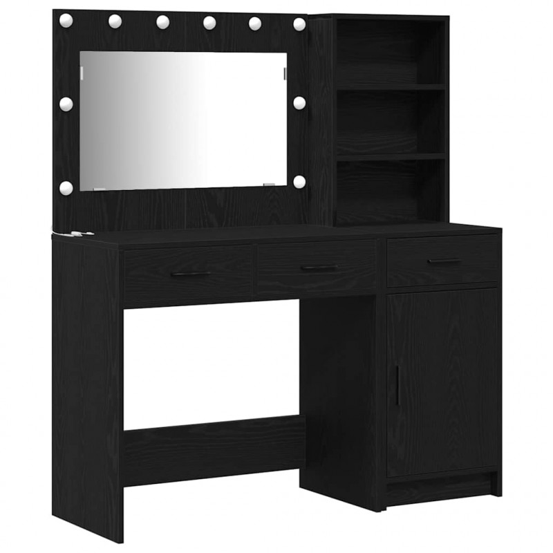 Toaletka z szufladą 2 pcs Czarny Materiał drewnopochodny