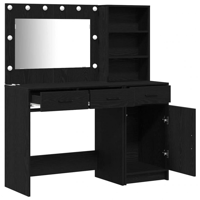 Toaletka z szufladą 2 pcs Czarny Materiał drewnopochodny