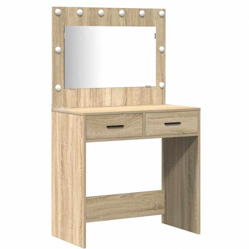 Toaletka z szufladą 2 pcs Brązowy Materiał drewnopochodny