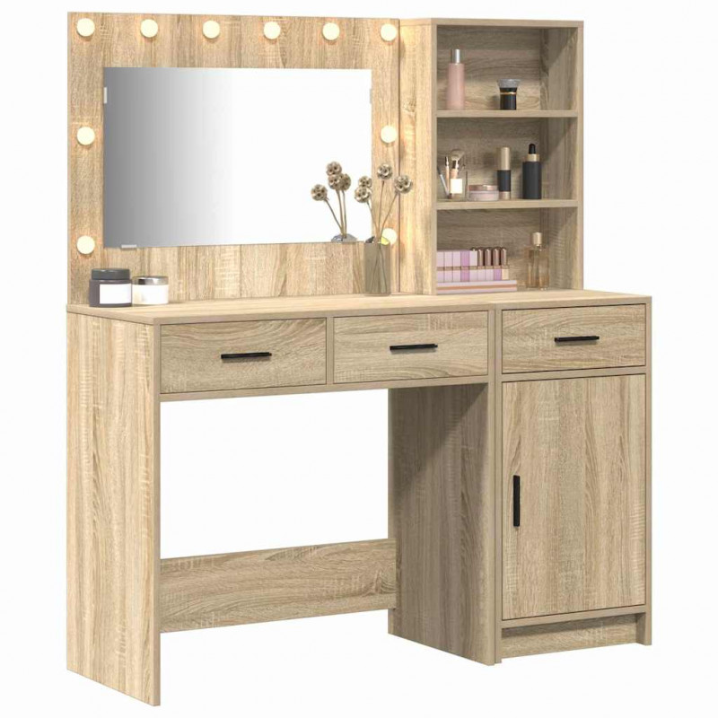 Toaletka z szufladą 2 pcs Brązowy Materiał drewnopochodny