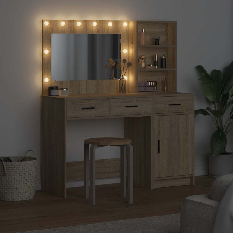 Toaletka z szufladą 2 pcs Brązowy Materiał drewnopochodny