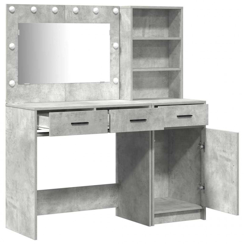 Toaletka z szufladą z półką 2 pcs Szary Materiał drewnopochodny