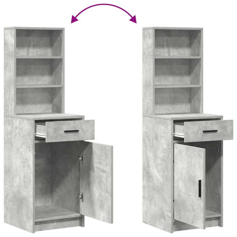 Toaletka z szufladą z półką 2 pcs Szary Materiał drewnopochodny