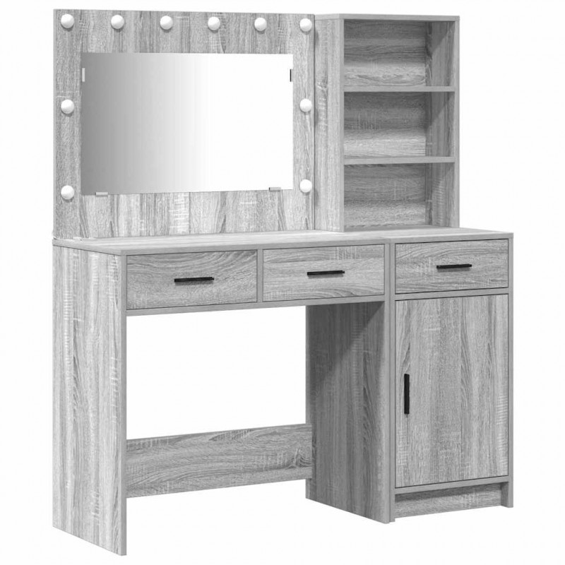 Toaletka z szufladą z półką 2 pcs Szary Materiał drewnopochodny