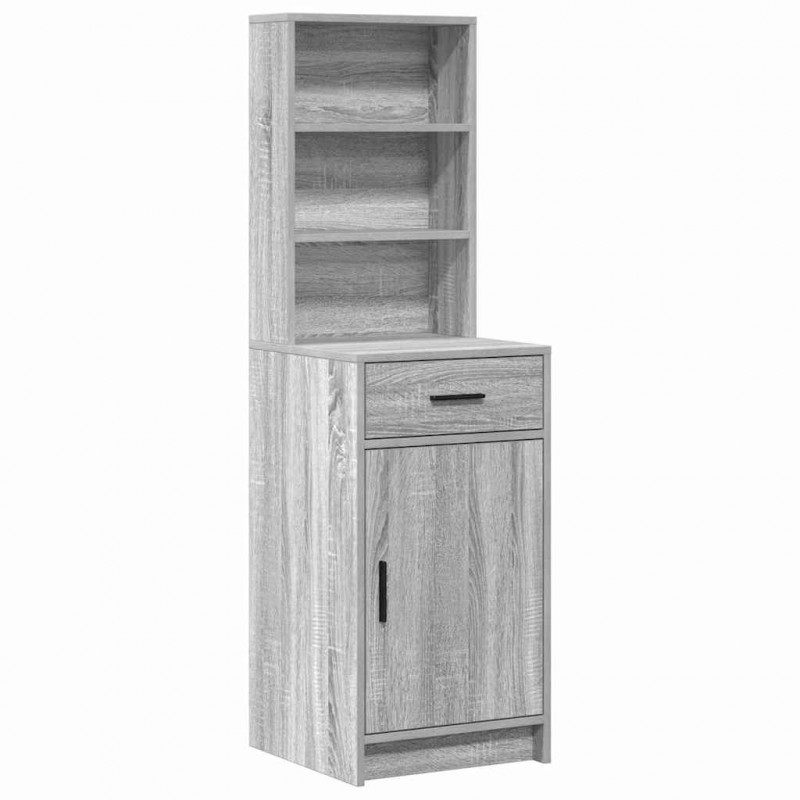 Toaletka z szufladą z półką 2 pcs Szary Materiał drewnopochodny