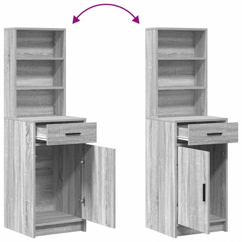 Toaletka z szufladą z półką 2 pcs Szary Materiał drewnopochodny