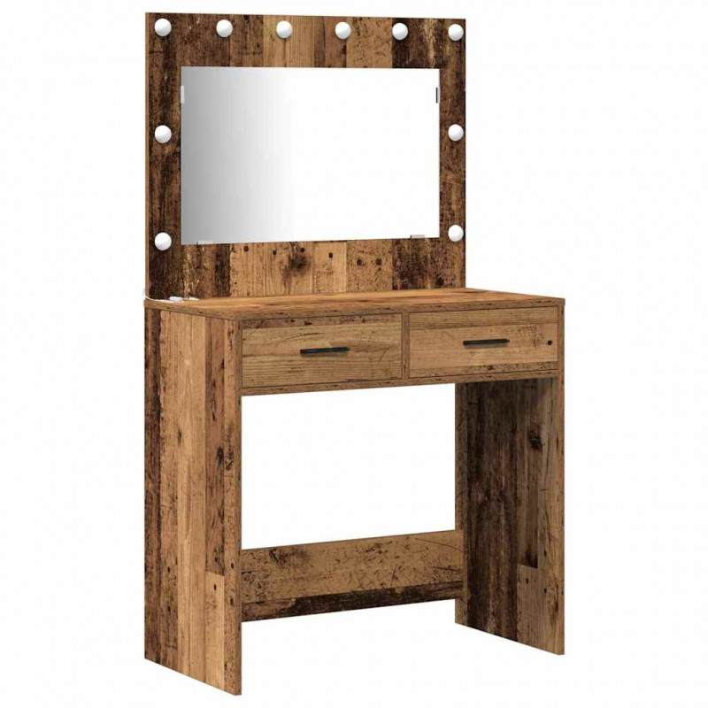 Toaletka z szufladą 2 pcs Brązowy Materiał drewnopochodny