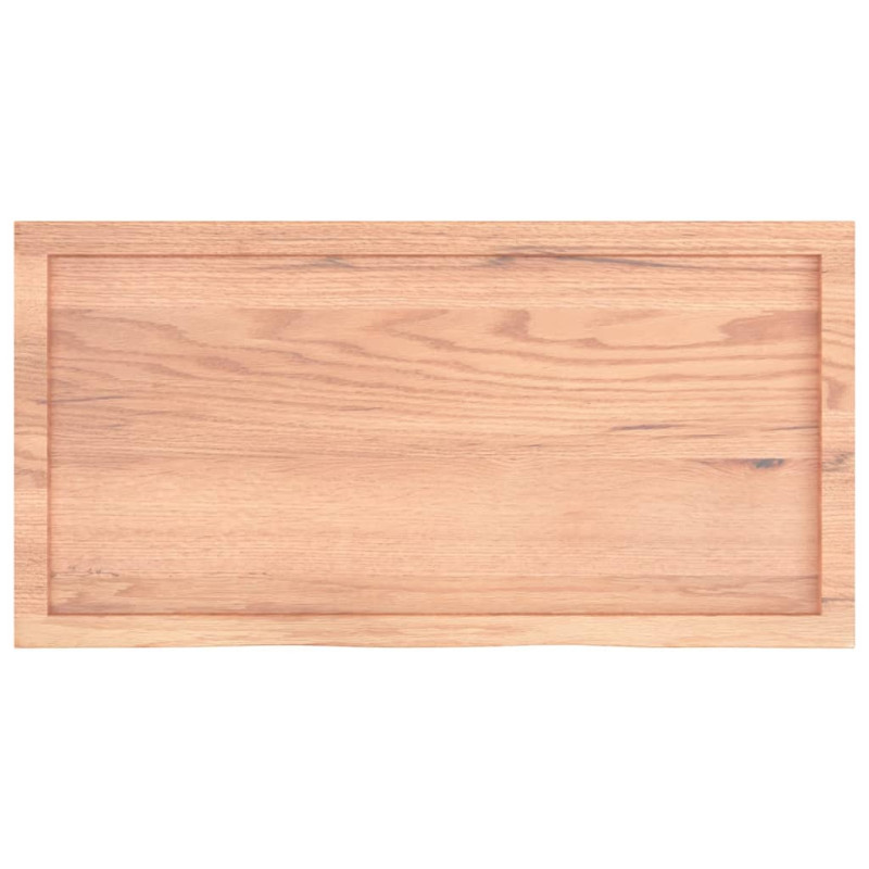 Półka, brązowa, 100x50x(2-4) cm, lakierowane lite drewno dębowe