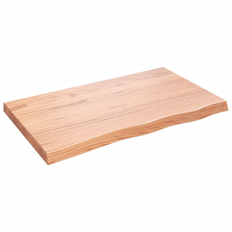 Półka, brązowa, 100x60x(2-6) cm, lakierowane lite drewno dębowe