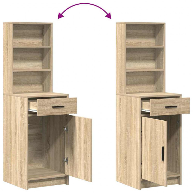 Zestaw toaletowy z LED 2 pcs Dąb Sonoma Materiał drewnopochodny