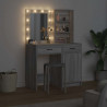 Zestaw toaletowy z LED z szufladą z półką 2 pcs Szary Sonoma