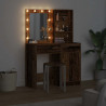 Zestaw toaletowy z LED z szufladą z półką 2 pcs Stare drewno