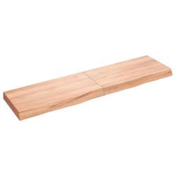Półka, brązowa, 120x30x(2-6) cm, lakierowane lite drewno dębowe