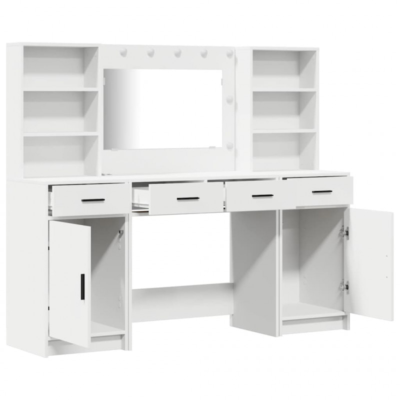 Zestaw toaletowy z LED 3 pcs Biały Materiał drewnopochodny