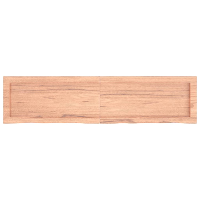 Półka, brązowa, 120x30x(2-6) cm, lakierowane lite drewno dębowe