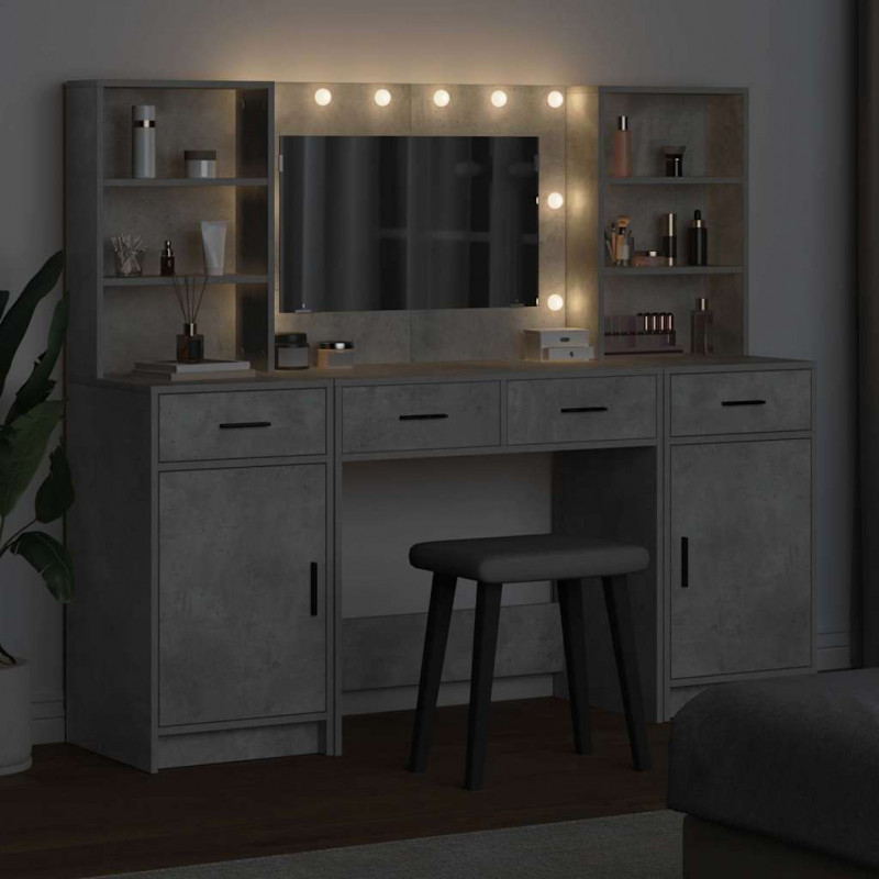 Zestaw toaletowy z LED z szufladą z półką 3 pcs Betonowy szary