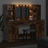 Zestaw toaletowy z LED z szufladą z półką 3 pcs Dąb wędzony