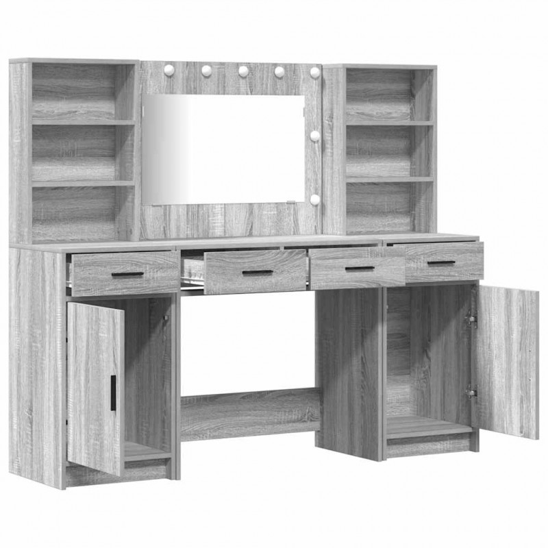 Zestaw toaletowy z LED z szufladą z półką 3 pcs Szary Sonoma