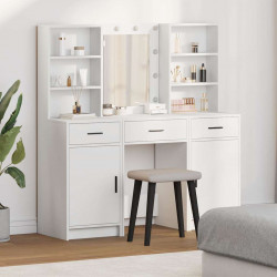 Zestaw toaletowy z LED 3 pcs Biały Materiał drewnopochodny