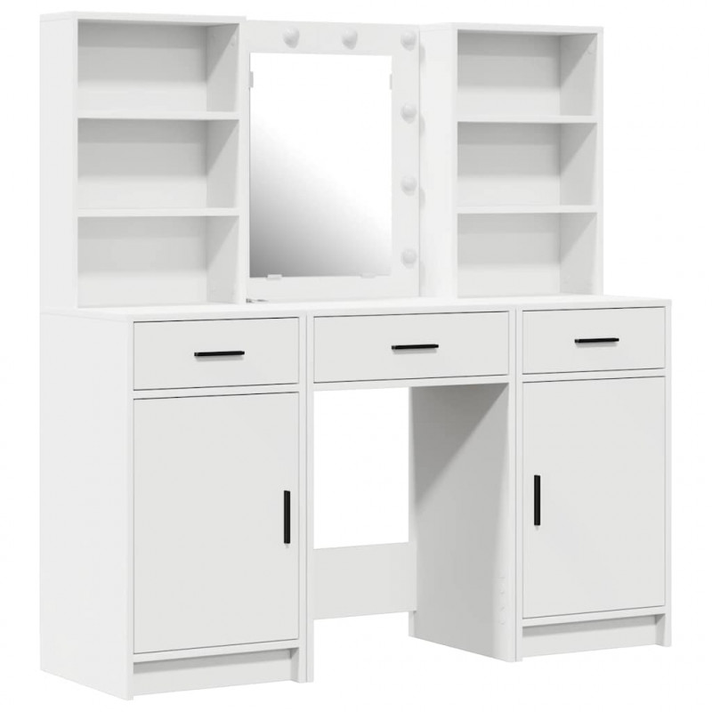 Zestaw toaletowy z LED 3 pcs Biały Materiał drewnopochodny
