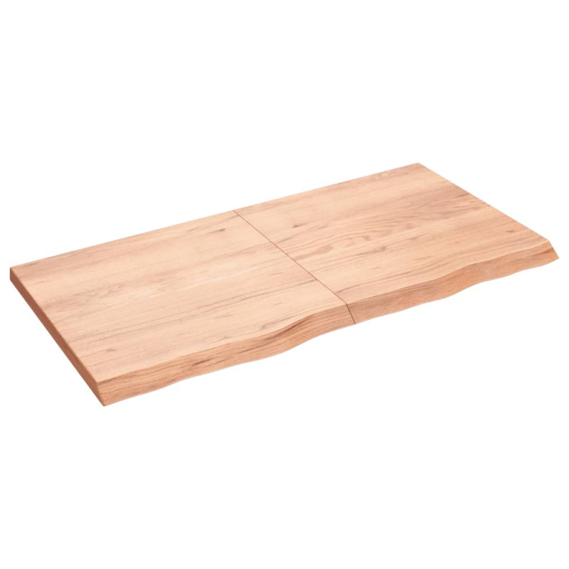 Półka, brązowa, 120x60x(2-4) cm, lakierowane lite drewno dębowe