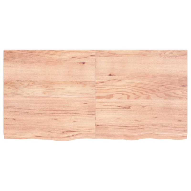 Półka, brązowa, 120x60x(2-4) cm, lakierowane lite drewno dębowe