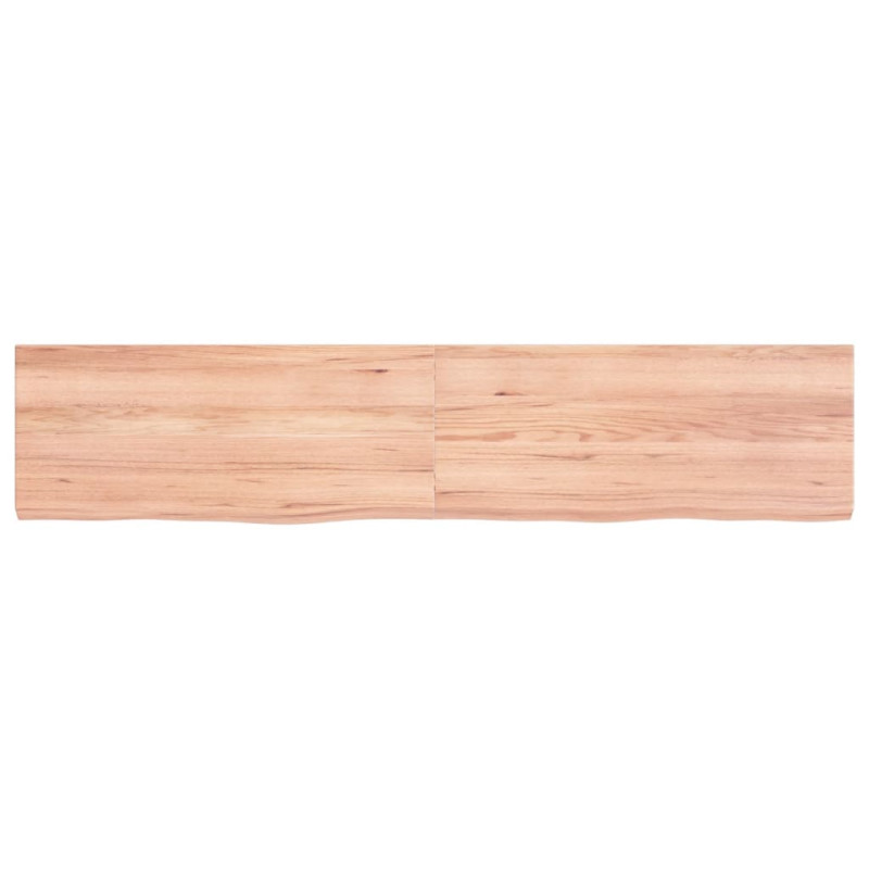 Półka, brązowa, 140x30x(2-4) cm, lakierowane lite drewno dębowe