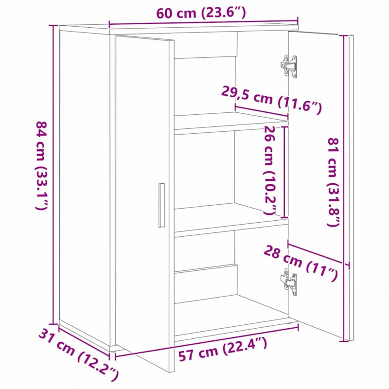 Bufet 2 pcs Stare drewno 60 x 31 x 84 cm