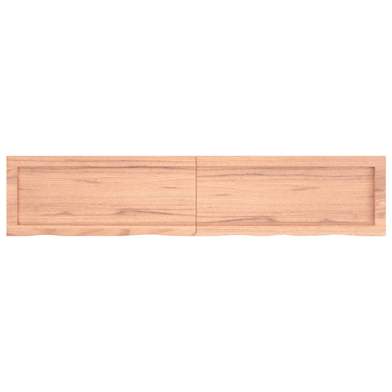 Półka, brązowa, 140x30x(2-4) cm, lakierowane lite drewno dębowe