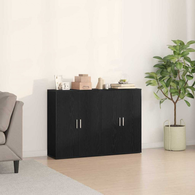 Bufet 2 pcs Czarny Dąb 60 x 31 x 84 cm Materiał drewnopochodny