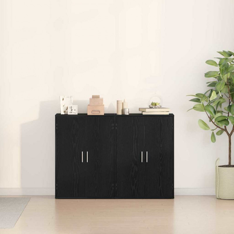 Bufet 2 pcs Czarny Dąb 60 x 31 x 84 cm Materiał drewnopochodny