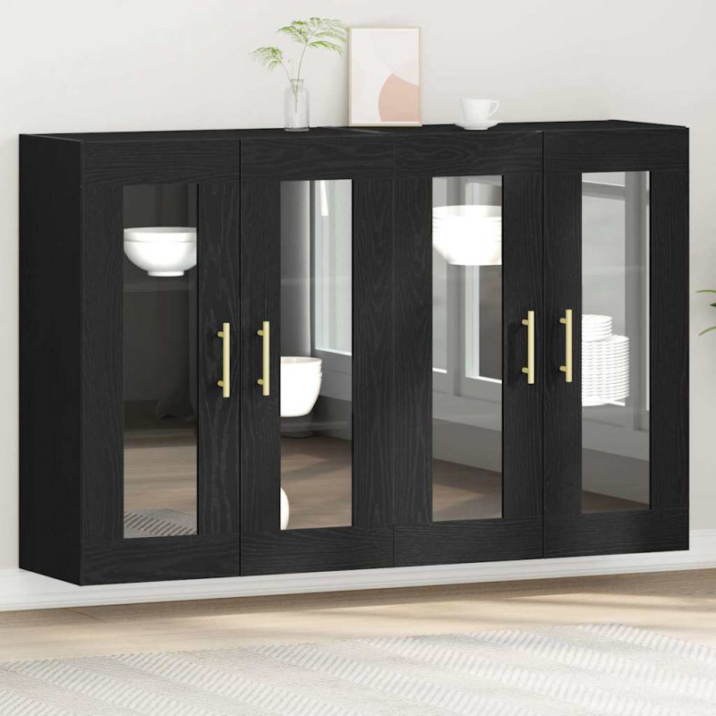 Szafki ścienne 2 pcs Czarny Dąb 69,5 x 34 x 90 cm